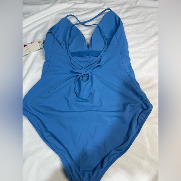CALIA Women's Swim Triangle Strappy Back One Piece Blue Size 16 Padded New - Picture 4 of 9